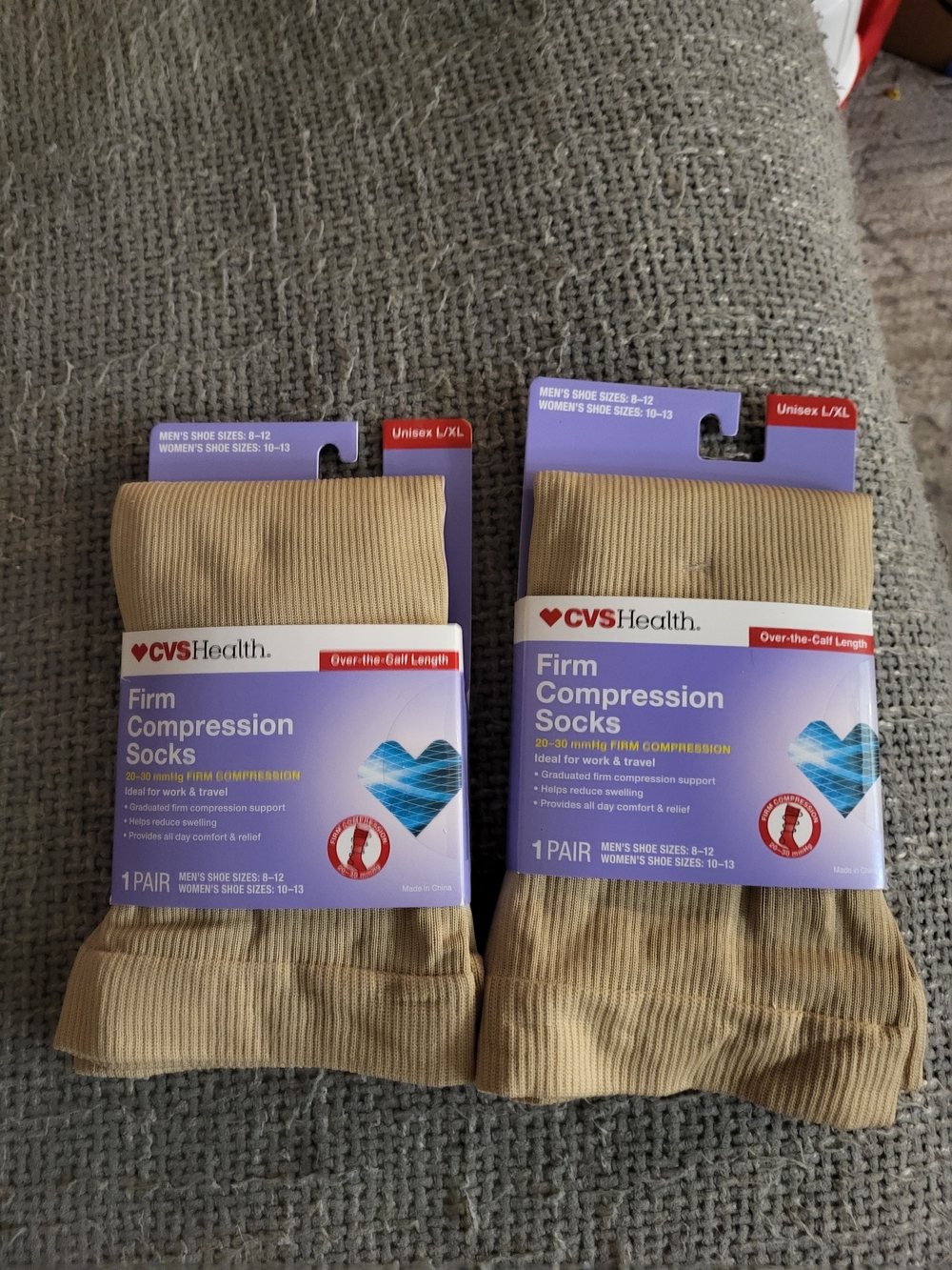 CVS Health Unisex Firm Compression Socks - Khaki (Over-the-Calf)